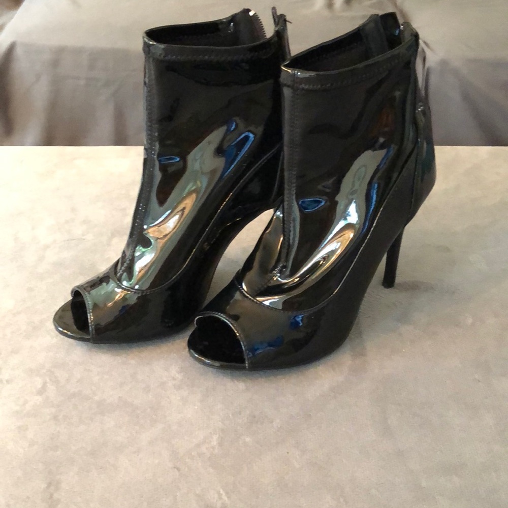 Black latex heels